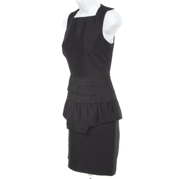 REISS Black ‘Mattie’ Peplum Silk & Wool Blend Sleeveless Dress Size 2 - Picture 3 of 7